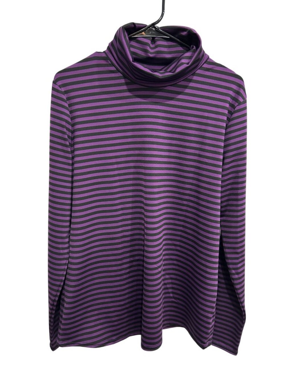 Go International Black Purple Striped Turtleneck Top Preppy Gorpcore Size XL